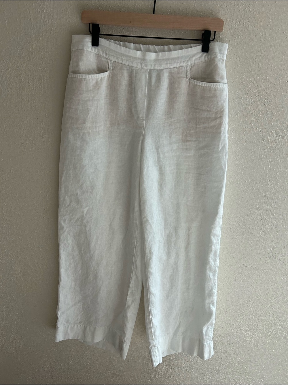 J. Jill White Linen Cropped Wide-Leg Pants